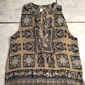 🦋🏵️🦋Let It Be Black, Cream, and golden yellow Sheer Tank Size Large